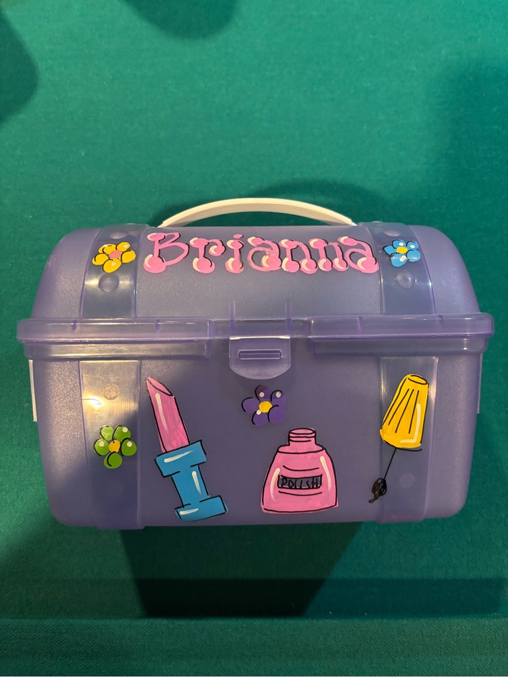 Personalized Brianna Purple Kids Storage Case with Handle